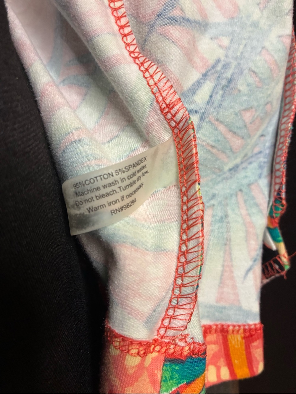 Onque Casuals Bright Guava Tropical Print Stretch Top - Picture 11 of 12